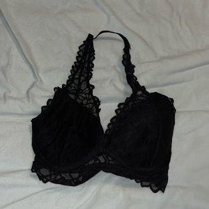 Gently used Vs Pink brand black lace halter bra size s